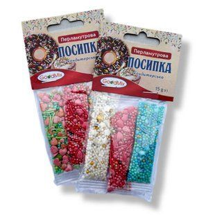 Посипка в стіках фігурна мікс перламутрова 15г ( 3 стіки) 1800413140 фото