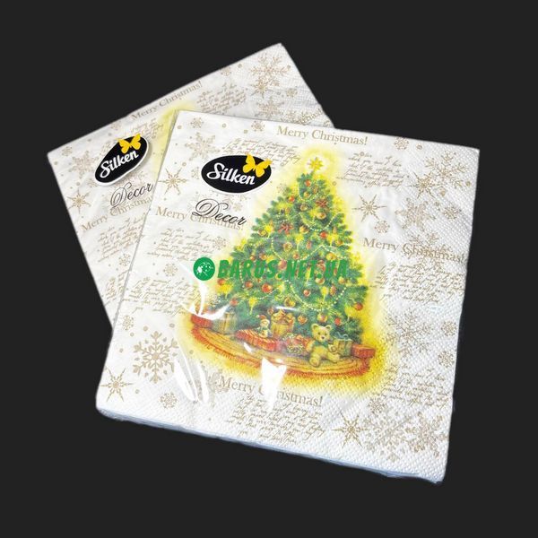 Салфетки новогодние бумажные Silken "Елка Merry Christmas" 3 слоя 18 штук 5701862 фото