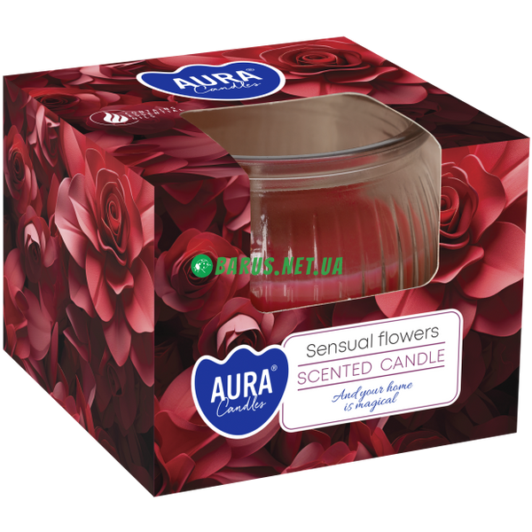 Свічки ароматизовані в склянках Aura Чуттєві квіти 80г №420 SN69 фото