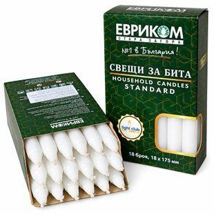 Свечи парафиновые хозяйственные 175*18 мм Эвриком Болгария 6 часов 1732438678 фото