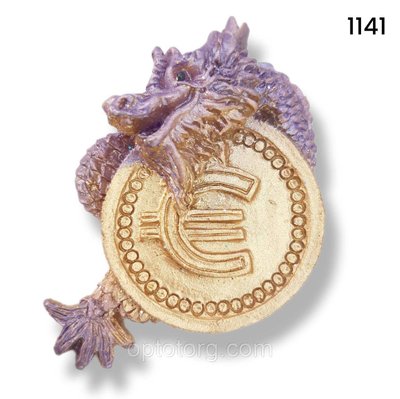 Магніт керамічний Дракон на монетці Євро 7*5 см 1141 фото