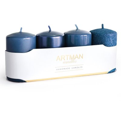 Набор свечей 4шт Artman 60/90 синий (блеск+лаковая+матовая+перламутр) 4pack  фото