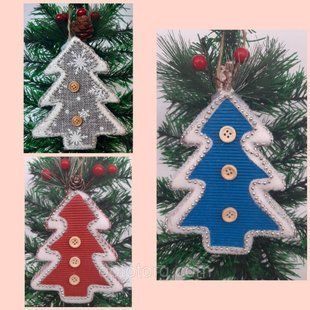 Новогодние украшения игрушки Елочки ассорти 15*11 см УМ-58 фото