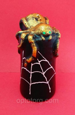 Декоративна свічка стовпчик Павук 10*5 см на Хеллоуїн 805404072 фото