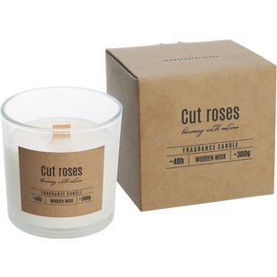 Свічка в склянці + дерев'яний фітиль 300 г 40 годин Cut Roses sn100 фото