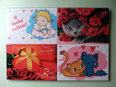 Магніти на холодильник картон до Дня Валентина 4 штуки реклама картон4 фото