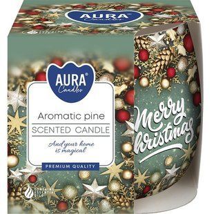 Свічки ароматизовані в склянках Aura Merry Christmas 100г SN71S фото