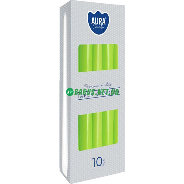 Свечи декоративные конусные салатовые 1/10 шт 24 см S30 фото