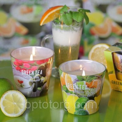 Свічки Bartek ароматизовані в склянці Green Tea 1101764575 фото