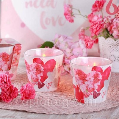 Свічки ароматизовані в склянці BARTEK Flowers Hearts 1484447975 фото