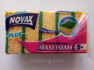Губки кухонні NOVAX PLUS MAXI FOAM 5 штук якість 698532887 фото