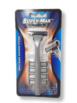 Система для гоління Super Max з 5 картриджами 3 леза Супер-Макс 1700458844 фото