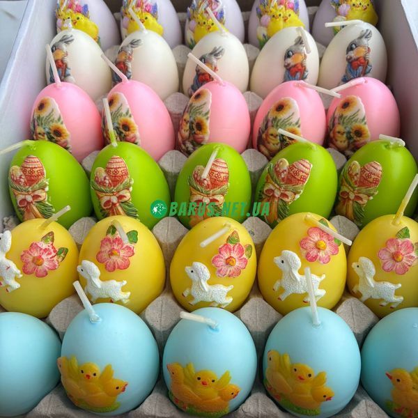 Свічки декоративні Великодні яйця кольорові 6,5*4,5 см 1127313618 фото