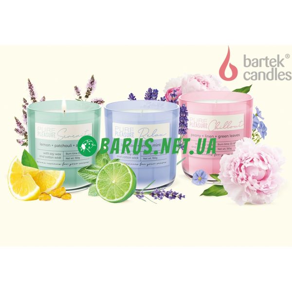 Свечи ароматизовані в стакані Bartek Peony+linen+green leaves 150г 2029220620 фото