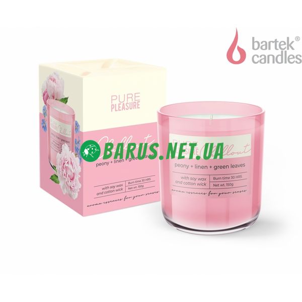 Свечи ароматизовані в стакані Bartek Peony+linen+green leaves 150г 2029220620 фото