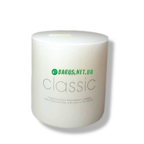 Свічка стовпчик білий Classik 60 годин горіння 10*10 см 2255 фото