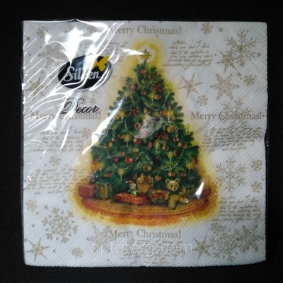 Новорічні паперові серветки Silken "новорічна ялинка" 3 шари 18 штук 1290857467 фото