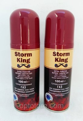 Газ для заправлення всіх типів багаторазових запальничок Storm King 100 мл 1254303865 фото