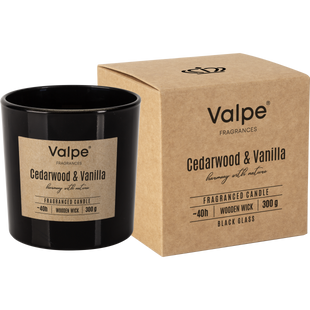 Свічка у склянці + дерев'яний ґнот 300 г 40 годин Cedarwood&Vanilla sn100 фото