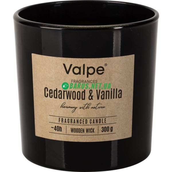 Свічка у склянці + дерев'яний ґнот 300 г 40 годин Cedarwood&Vanilla sn100 фото