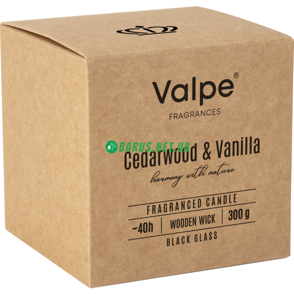 Свічка у склянці + дерев'яний ґнот 300 г 40 годин Cedarwood&Vanilla sn100 фото