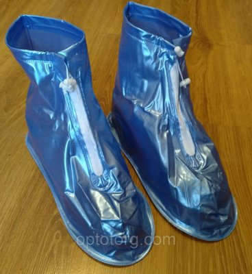 Водонепроникні чохли-бахіли для взуття від дощу і бруду розмір 44 сині F-7616-44 фото