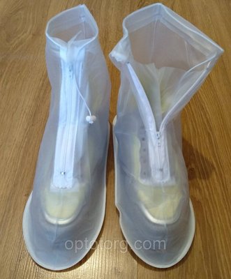 Водонепроникні чохли-бахіли для взуття від дощу і бруду розміри 39-40 білі F-7616 фото