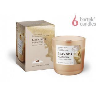 Свечи ароматизовані в склянці Bartek God's Spa з бамбуковим гнітом 150 г 2032604203 фото