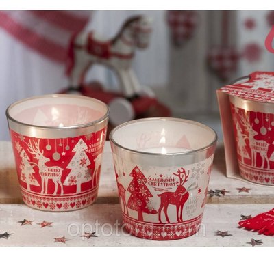 Свічки ароматизовані в склянці BARTEK Скандинавське Різдво 1277279234 фото
